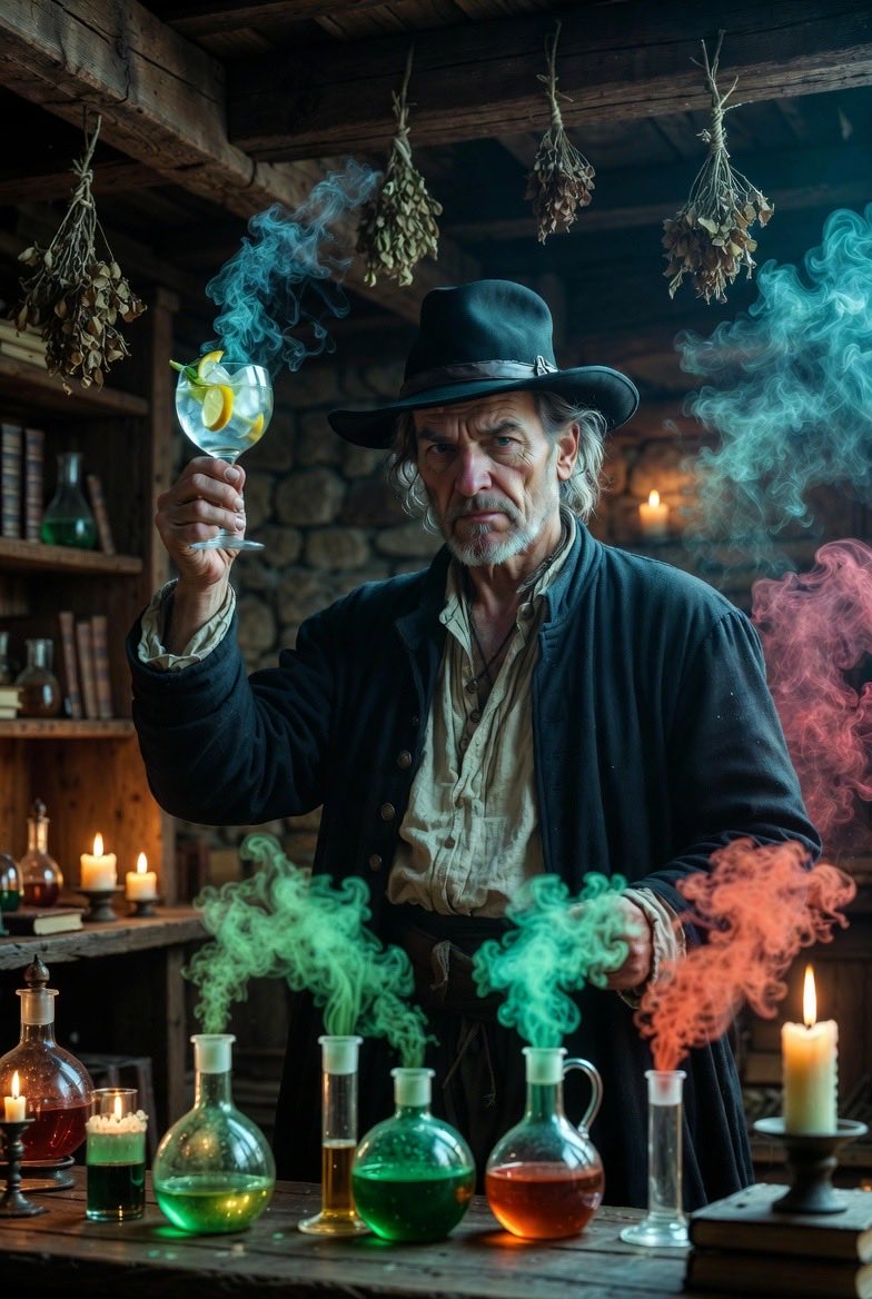 j8qywmhb92's tweet image. Magician: After a full week of preparations, Friday’s Gin &amp;amp; Tonic was finally optimized! Perfect! 🍸🔮

Trollkarlen: Efter en hel veckas förberedelser var äntligen fredagens Gin &amp;amp; Tonic optimerad! Perfekt! 🍸🔮

Created with SuperGrok AI #Grok 

#Magician #GinAndTonic