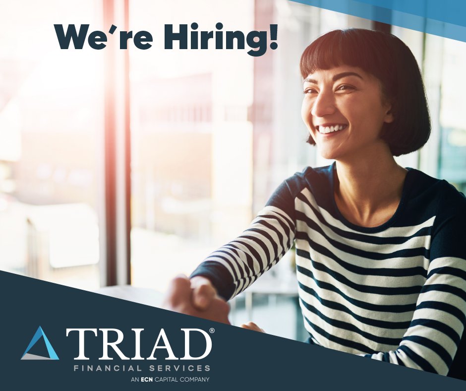 Triad_FS's tweet image. 🌟 Looking for a rewarding career in a fast-paced, growing industry? Triad Financial Services is hiring! If you’re ready to bring your skills to a company that values innovation, collaboration, and growth, we want to hear from you.

Apply today: hubs.ly/Q03Z09L20