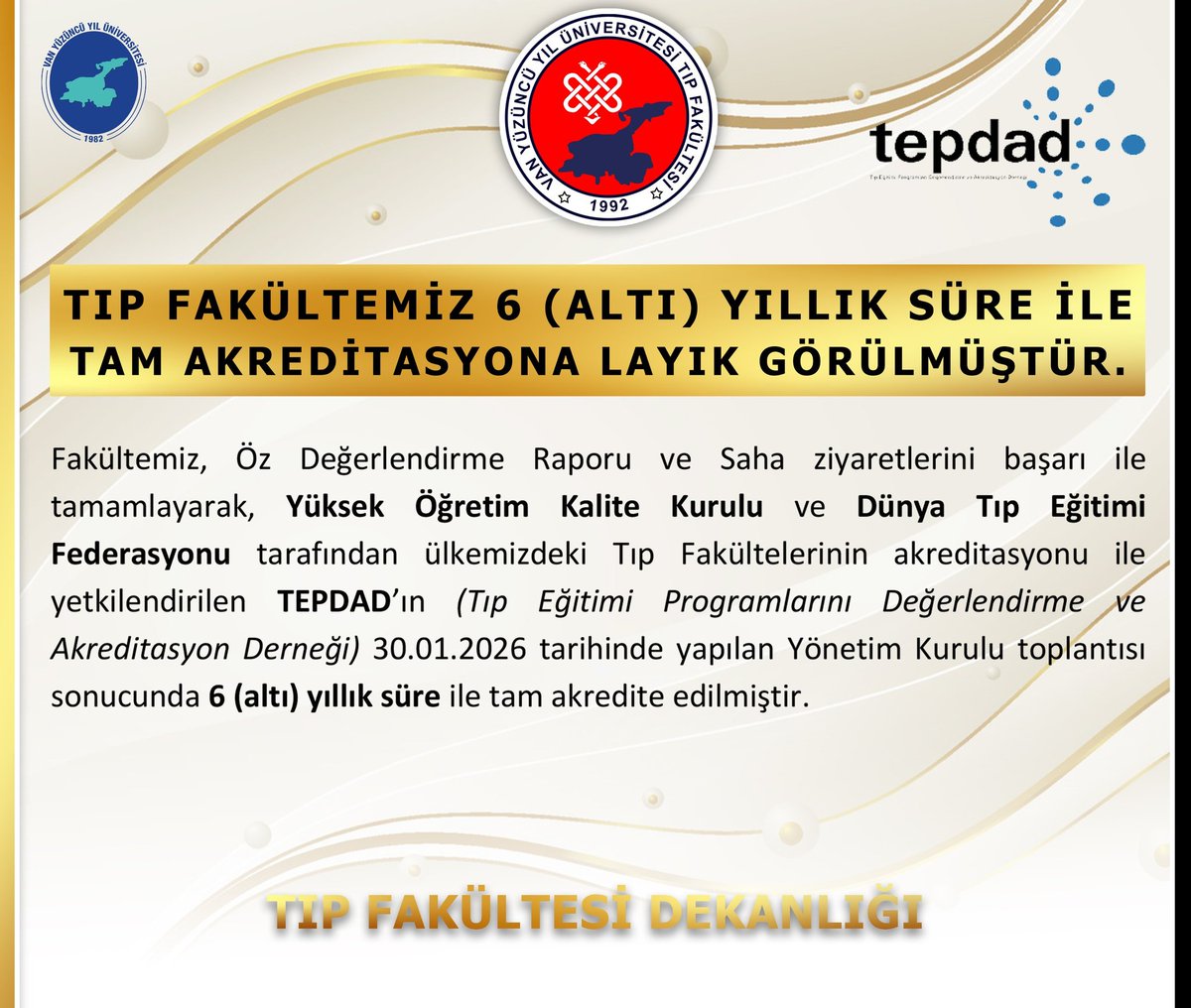 Van Yüzüncü Yıl Üniversitesi Tıp Fakültesi tweet media