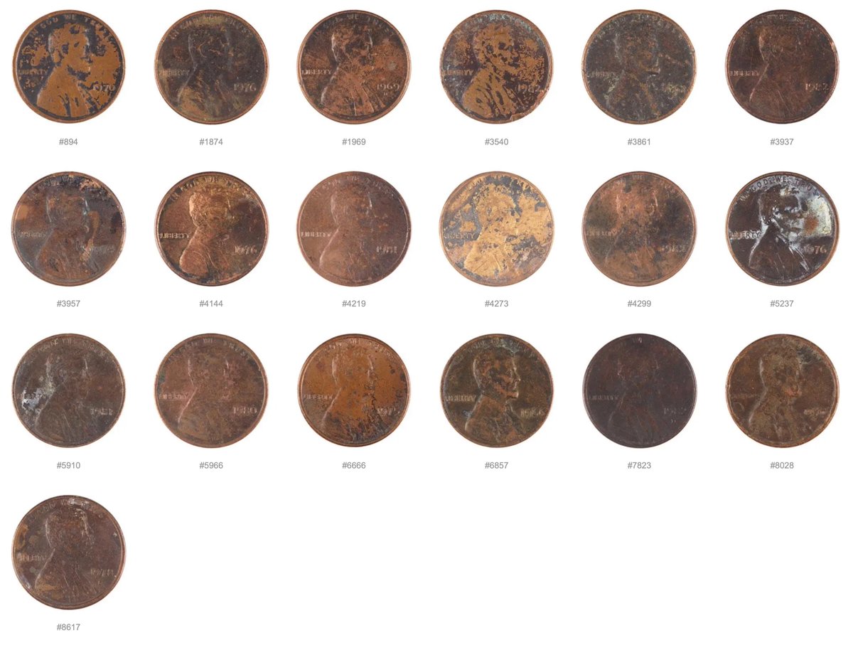 Introducing a new Motif: 🔥  From the Ashes 🔥  
>> a curated selection of CENTS that look like they’ve spent time in a flame. To get the idea, just copy the numbers into the input field on cents.vision and look them up closely:
894, 1874, 1969, 3540, 3861, 3937, 3957,