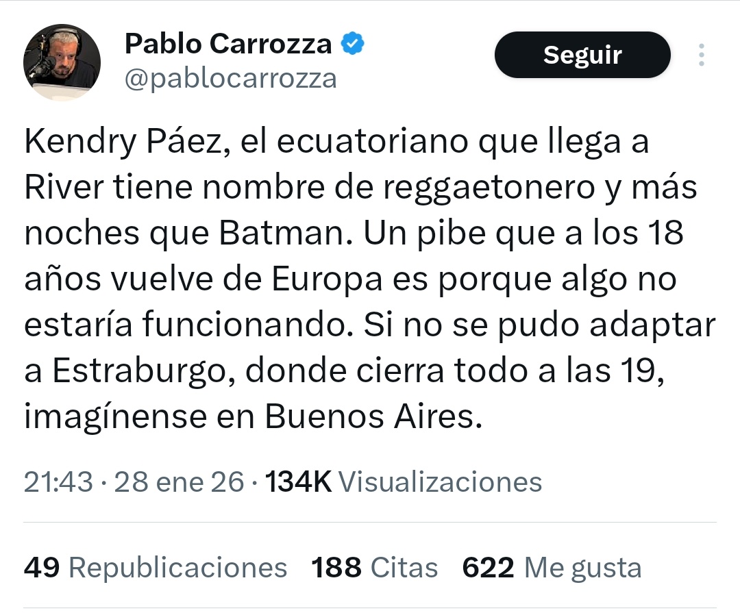 Kendry debutó con 15 años y lo compró el Chelsea. Vos debutaste con 40 años y con una dedeada por el chanchi Riquelme. Dogor virgo.