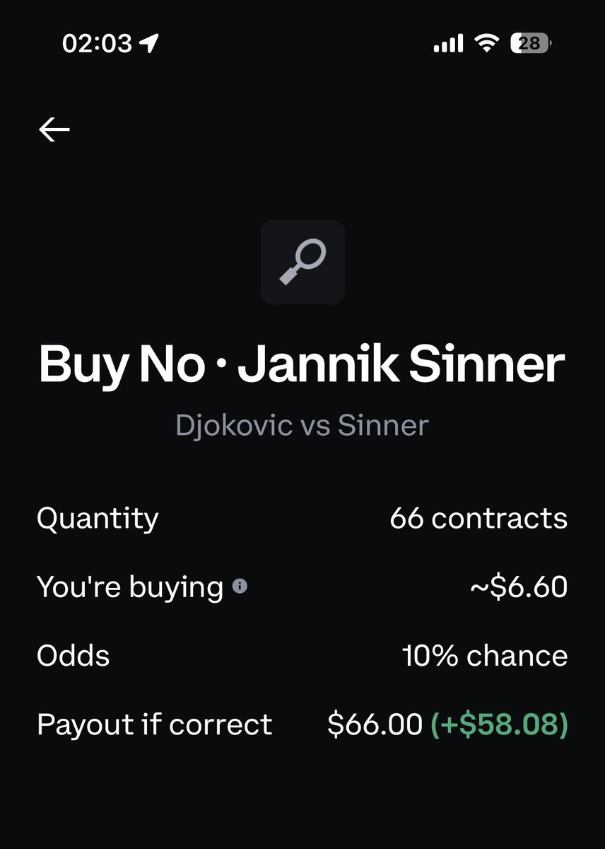 Was only trying <a href="/CoinbaseMarkets/">Coinbase Markets 🛡️</a> predict feature, and saw they were giving <a href="/DjokerNole/">Novak Djokovic</a> 10% - what a joke, an insult even. 
So yeah, here we go! ✌🏼
#Djokovic 💪🏼