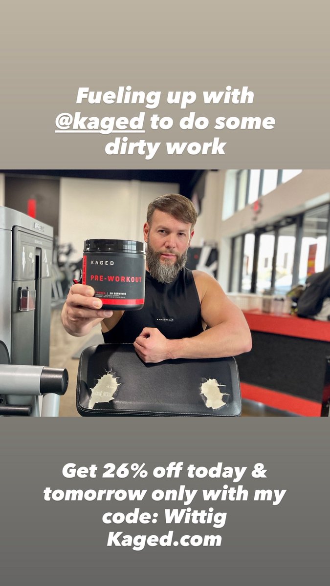 Fueling up with <a href="/_Kaged/">Kaged</a> to do some dirty work. Save 26% off today and tomorrow only on kaged.com with my code: Wittig