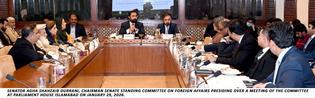 SenatePakistan's tweet image. Senate Standing Committee on #Foreign Affairs under the Chairmanship of Senator Agha Shahzaib Durrani reviews Pak-China Ties, #Regional Developments and Economic Outreach 🇵🇰

@ForeignOfficePk 

#Senate #Pakistan #China #Friendship