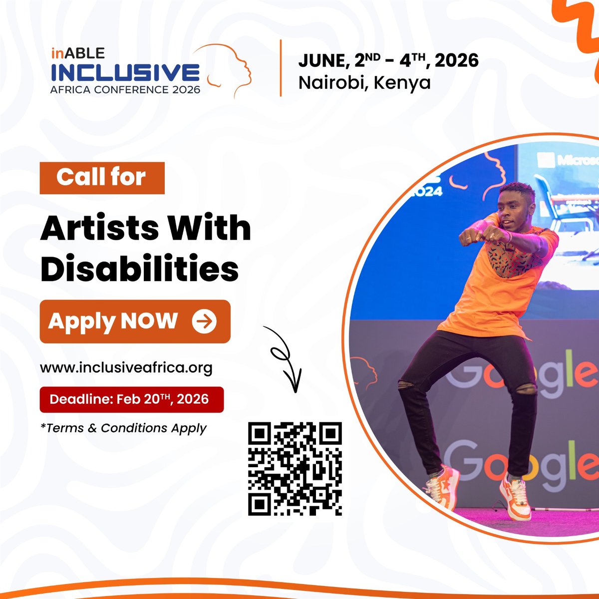 JonapwdNg's tweet image. #Call
#ArtistsWithDisabilities

Are you a #VisualArtist, DigitalCreator, or interdisciplinary Storyteller whose work speaks from lived experience? 

@inABLEorg Inclusive Africa Conference 2026
2–4 June 2026

Apply here:
form.jotform.com/260204797727565