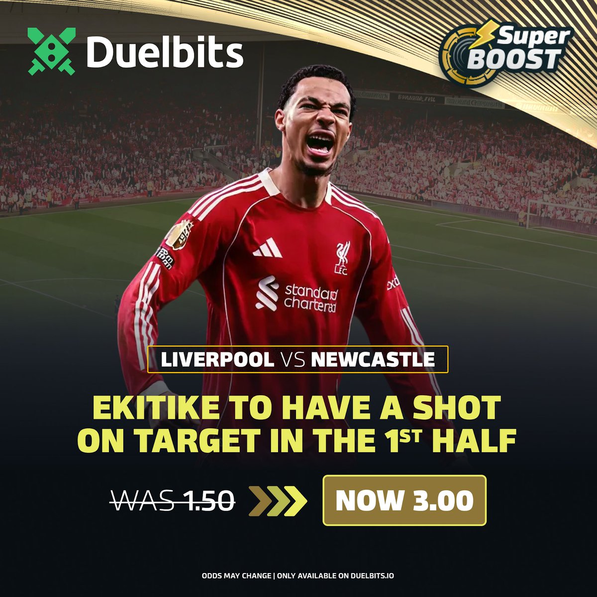 Duelbits's tweet image. Can he do it? 👀

#Ekitike’s been in form this season with 8 goals in 20 matches, all eyes on him for #LIVNEW 🔥

Bet Now 👉 duel.bz/Ekitike1SOT

#EPL