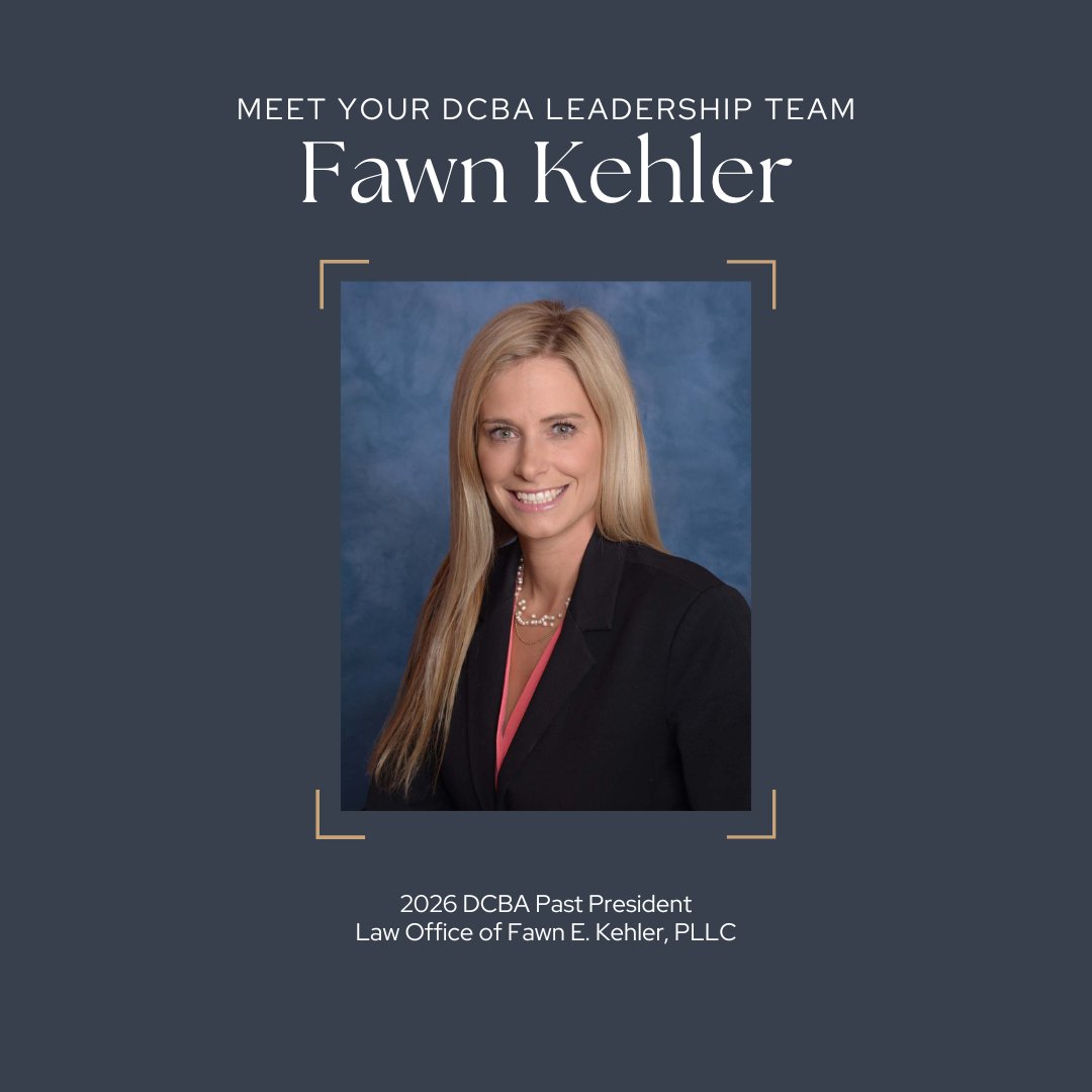 DCBA’s 2026 Past President is Fawn Kehler. Fawn is a solo practitioner and concentrates on family law, dependency law, and criminal law. Fawn also coaches youth basketball.