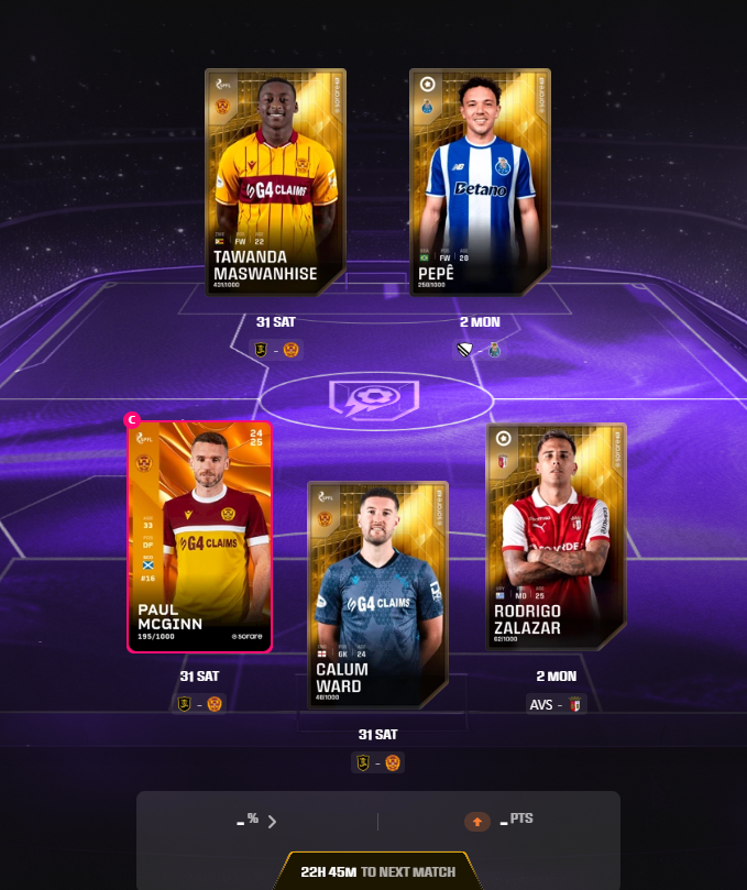 JacobNe11990773's tweet photo. @SorareContender This week I bought Ward, Zalazar and Pepe in an attempt to get some streaks going https://t.co/NixIFfgD6Z