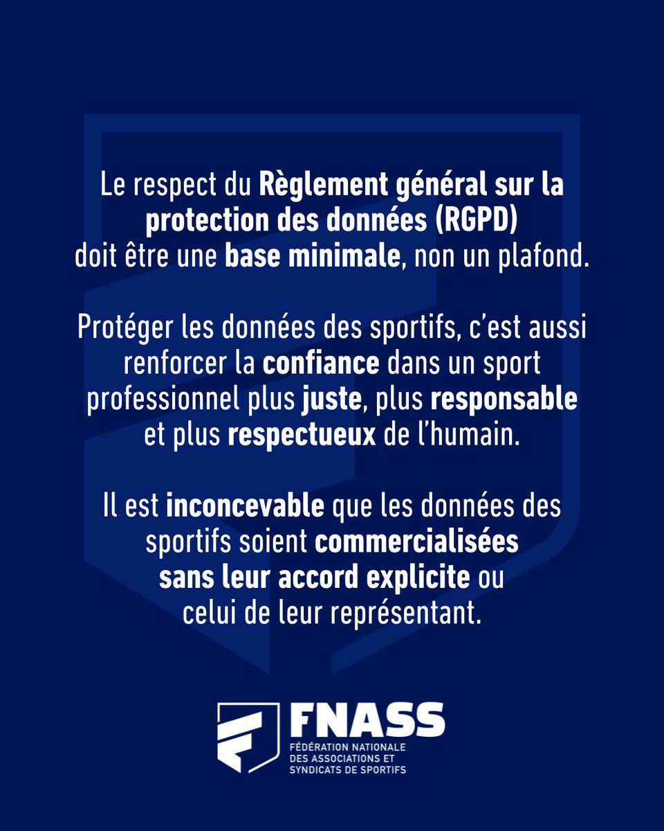 FNASS_'s tweet image. 📣 Protéger ls données des sportifs, c’est renforcer la confiance dans un sport professionnel plus juste, plus responsable &amp;amp; plus respectueux de l’humain.

Les sportifs professionnels sont ds salariés, ils doivent bénéficier des mêmes garanties fondamentales que tout travailleur.