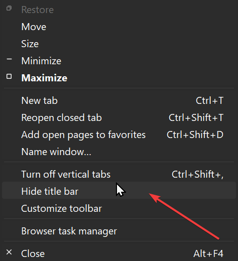 eamercadoq's tweet photo. @howard3141 @Daniel_Rubino Just turn on vertical tabs and then you can hide the title bar too https://t.co/jLOXm0AHJW