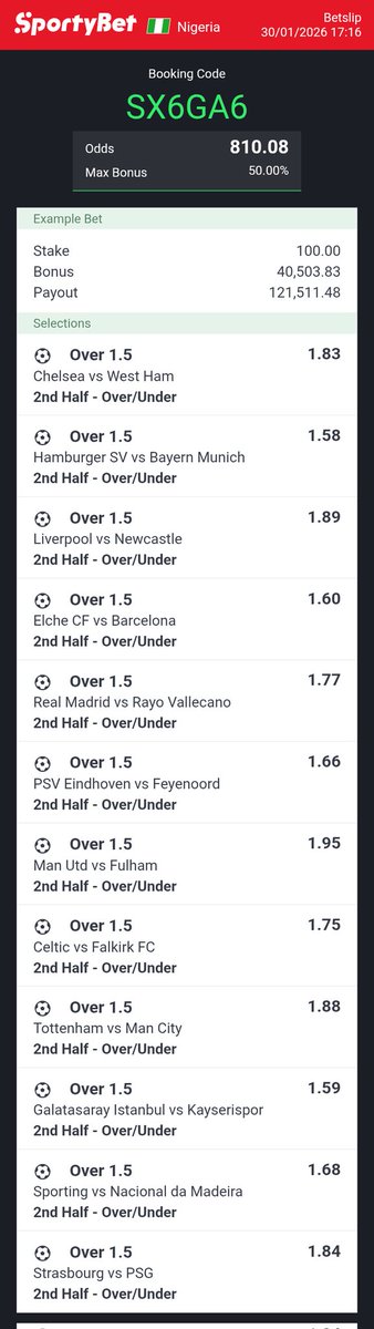 1ST HALF OVER 1.5
700+ ODDS LCEVQW

2ND HALF OVER 1.5
800+ ODDS SX6GA6

START TOMORROW 

✅️🍏🙏

<a href="/Kingkuti_/">👑 Daddy Fernandes 👑 🇳🇬🇲🇽🇨🇦</a> <a href="/Lexybabs/">Lexybabs</a> <a href="/jeffre__/">𝗝𝗘𝗙𝗙𝗥𝗘 🍀🎯 🕊️</a> <a href="/plutostats/">Maximus 🪐</a> <a href="/EmyAdooh/">Emy_Gcakes</a> <a href="/Tee4real_/">Prynzz Teeh👾</a> <a href="/Joshkin48/">Joshkin</a> <a href="/TonyTon18203537/">GG-Boy</a> <a href="/sportingking365/">Sporting King</a> <a href="/Blessyon30/">Blessyon30</a> <a href="/sahmeeywurld/">sahmeey</a> <a href="/LouieDi13/">B I G L O U I E 🫵🏾</a>