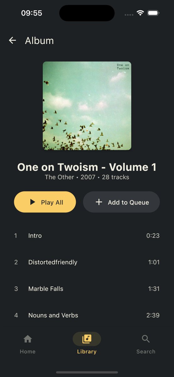 New Astiga iOS alpha update 🎶

• Album &amp; artist carousels in the Library  
• Full A–Z album and artist browsing  
• New album pages with playback  
• New artist pages with one-tap play  

Details: community.asti.ga/discussion/791…