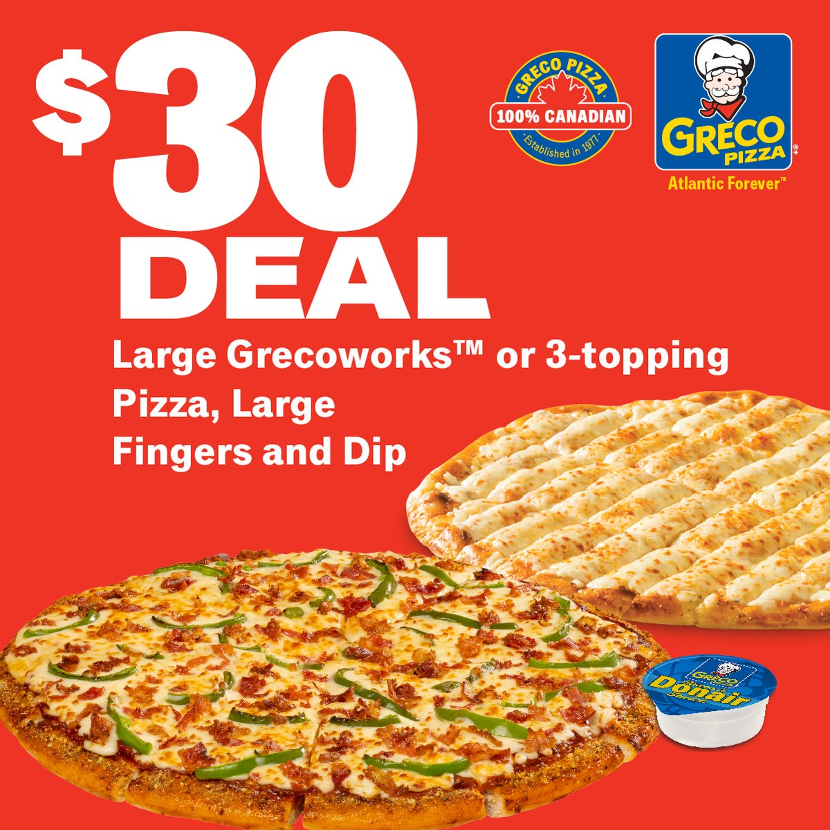 🔥 Pizza night made easy! Get a Large Pizza Combo for just $30 at Greco. Perfect for family or friends. Order fast at Greco.ca or dial 310.30.30. Don’t miss this cheesy goodness!