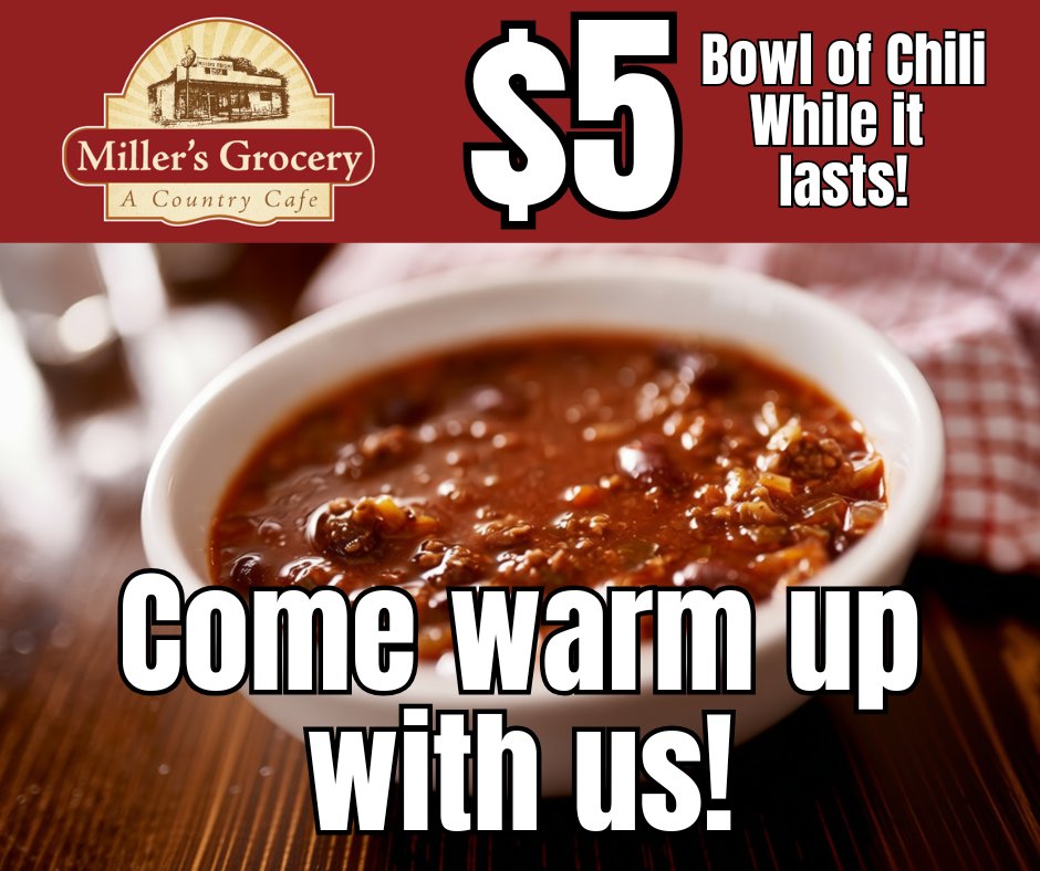 Brrr, winter’s biting hard out there! Warm up your soul this Saturday, January 31st, with our steaming hot bowl of chili – just $5! Available all day from open ‘til close (or until it’s gone – and it flies fast!). Don’t freeze out –tag a friend and hustle in before it’s too late!