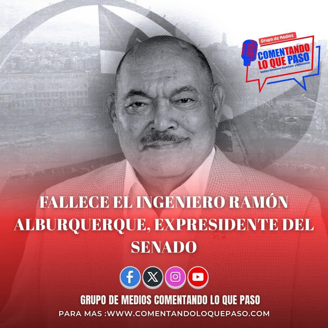 Destacar: Acaba de fallecer el dirigente del partido Revolucionario Moderno PRM "Ramón Alburquerque Ramírez, paz a su alma y Conformidad a sus familiares. 

comentandoloquepaso.com
<a href="/RamonAlburquer3/">Ramon Alburquerque</a> <a href="/luisabinader/">Luis Abinader</a> <a href="/llegopapa/">Hipólito Mejía</a> <a href="/CarolinaMejiaG/">CarolinaMejiaG</a> <a href="/JosePaliza/">Jose Paliza</a> <a href="/adolfoperezdl/">Adolfo Pérez - Fito -</a> <a href="/AmadoDiazSDE/">Amado Díaz</a>