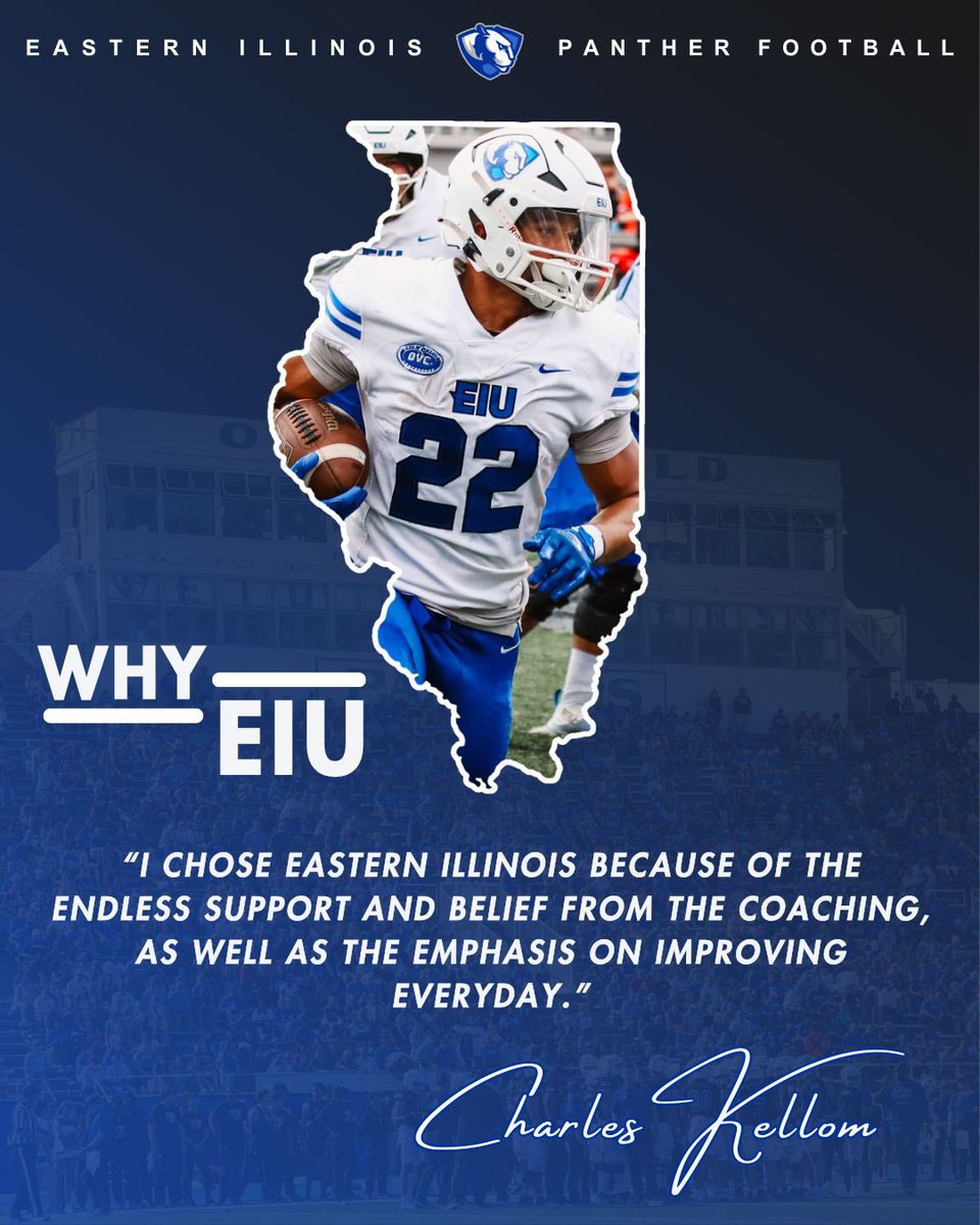 EIU_FB's tweet photo. 🔵 Why EIU ⚪️

RB Charles Kellom ( @CKellom ) shares why he chose EIU 🐾

#WeNotMe | #BleedBlue | #TogetherWeWill https://t.co/ox6gHX1nVV