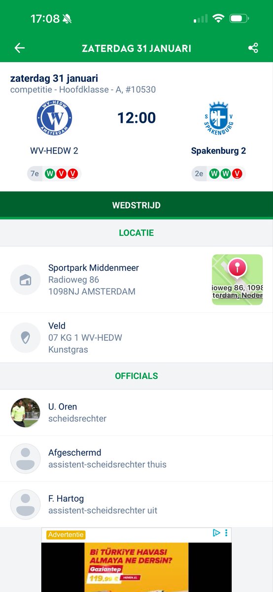 Morgen spelen we met Spakenburg 2 in Amsterdam tegen HEDW 2. Altijd een leuke tegenstander, in tegenstelling tot sommige andere Amsterdamse clubs 😉
Na de nederlaag van vorige week (onze eerste van het seizoen) zijn we uit op revanche.⏰ Aftrap: 12:00 uur!