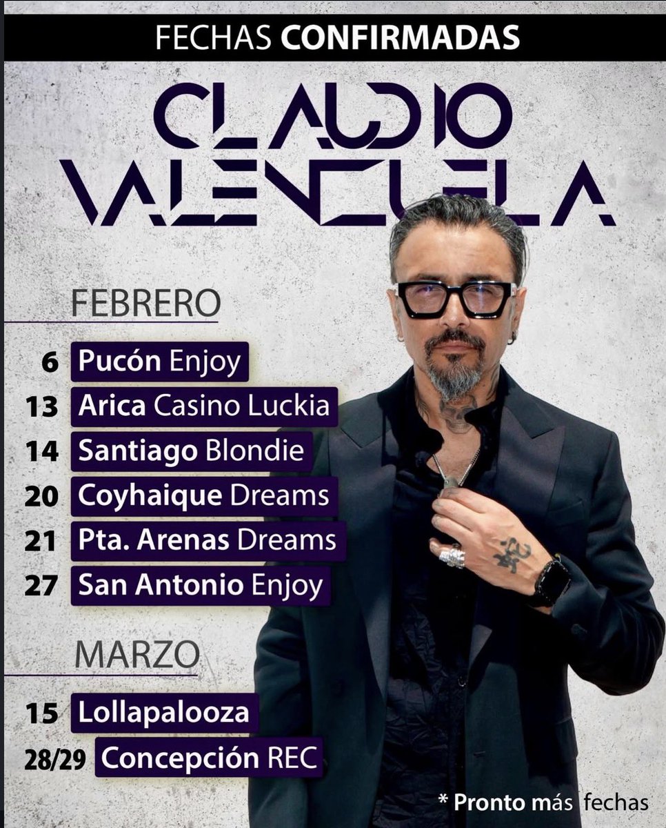 FanCValenzuela's tweet photo. Fechas confirmadas 
#ClaudioValenzuela
#TourSereLoQueQuieras
#Verano2026 https://t.co/1Zt09pCsDR