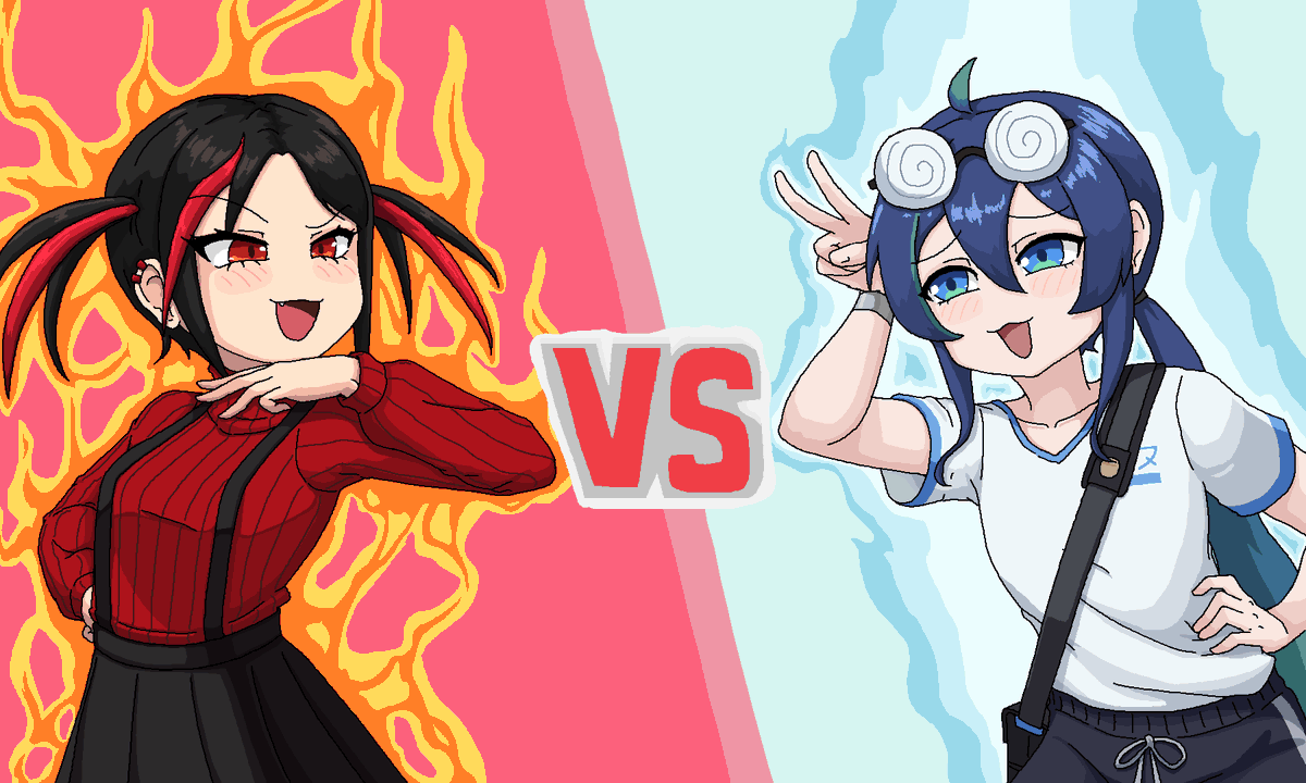 「reqst smug vs smug! 's Reina vs 's Rin! 」|Canned Juan | comms fullのイラスト