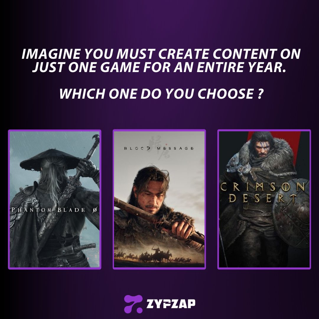 ZypZapCommunity's tweet photo. โ ๏ธ Creator dilemma:
1 game = 1 full year of content.
Among these 3, which one are you choosing? Vote & explain ๐
#ContentCreator #CreatorGaming #GamingCommunity #RPG https://t.co/1bD4vMGbcE
