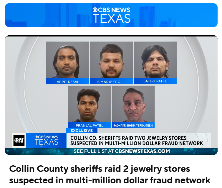 LucyBibb's tweet photo. #ModelMinority myth busted!

"Indian Jewelry store raids in Irving, Texas and Frisco, Texas linked to $55 million gold scam"
https://t.co/HOjAhmP3EC https://t.co/97jo2e7r2i