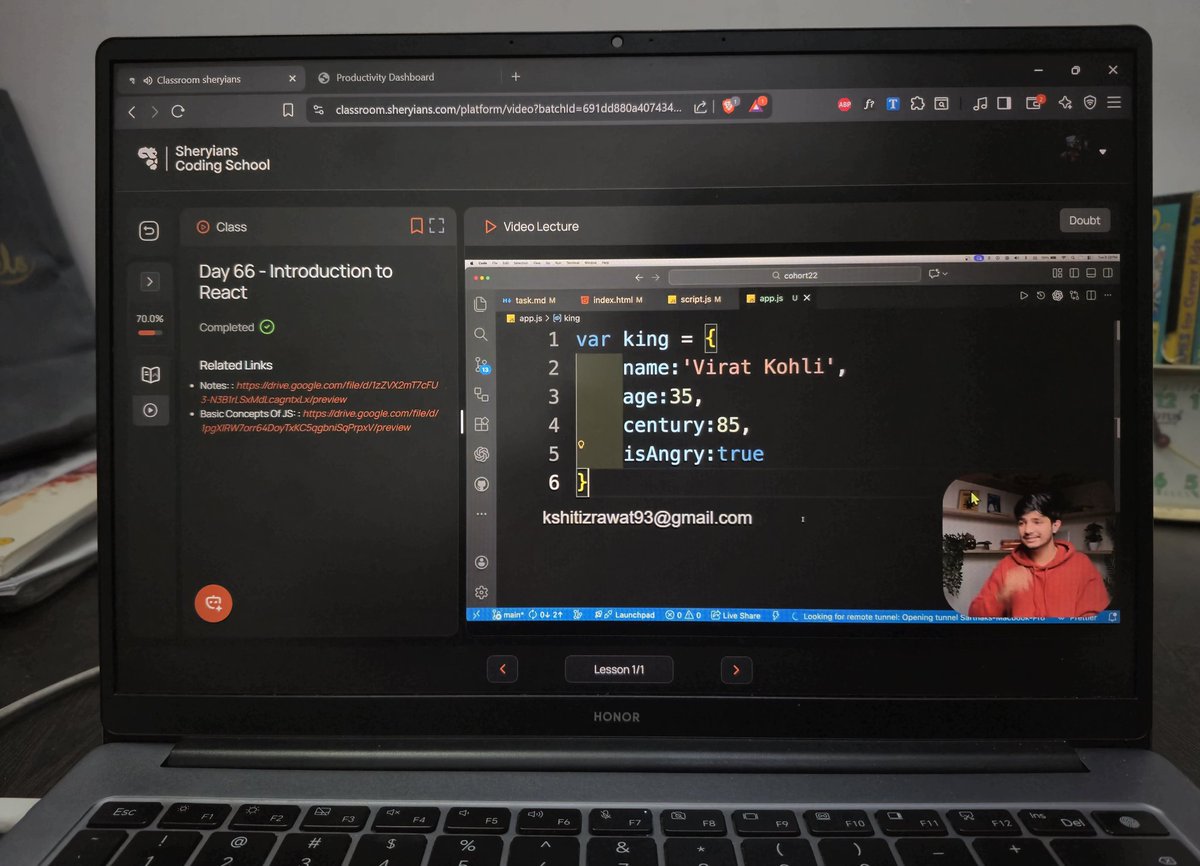 chinu_codes's tweet photo. 🚀 Back to Coding  - Day 10 @sheryians_ @sarthacksharma
• Revised essentials for React - Promises, destructuring, spread 🔁
• Learned import / export for clean modular code 📦
Laying the groundwork before jumping into React 🚀
#100DaysOfCode #BackToCoding #JavaScript #WebDev https://t.co/JSbZgjjRzG