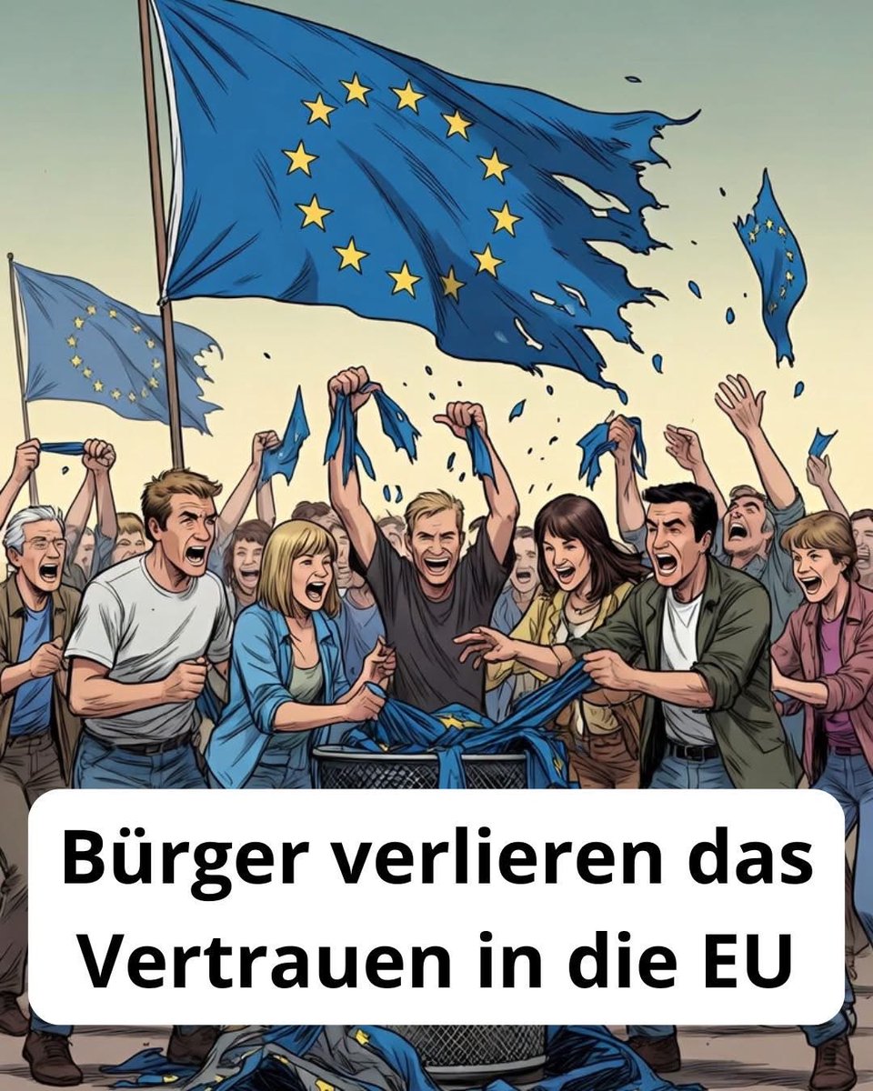 KURZ UND KNACKIG: EU IM ABSTURZ! 🚨

- Vertrauensverlust: Über 51% der Europäer blicken pessimistisch in die Zukunft! 😞 Nur 12% optimistisch.
- Schwache EU: 46% glauben nicht, dass die EU mit Großmächten wie den USA oder China konkurrieren kann. 💔

Die Bürger spüren es⚡️✊