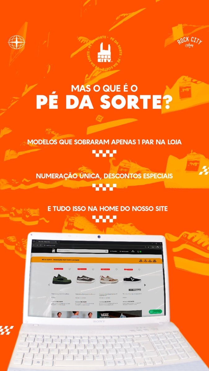 RockCityArmy's tweet photo. 🍀👟 Pé da Sorte Rock City 👟🍀

Sabe aquele modelo que você curte e quase nunca acha na sua numeração?
Aqui é o contrário: sobrou só 1 par, e ele vem com desconto jamais visto. ⚠️🔥

Achou sua numeração? Não pensa muito… porque alguém pode calçar antes de você. 👀💥 https://t.co/H9cNVgymKw