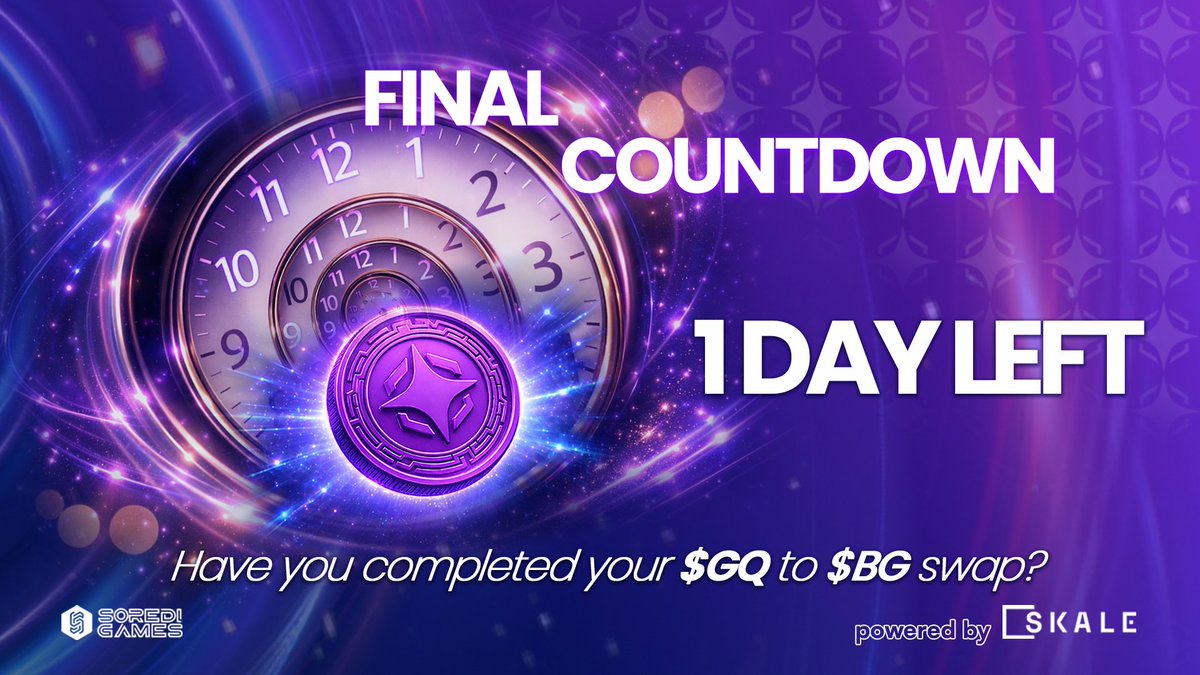 Only 1 Day left ⏳

Final moments to complete the $GQ → $BG token swap.

Have you already swapped your $GQ for $BG?

 👉 Act now 👇🔗
migration.blinkgalaxy.com