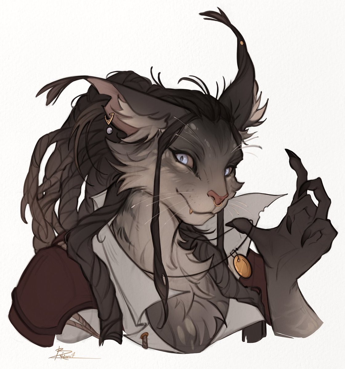 Birmit_C's tweet image. Playing in new D&amp;amp;D party today and here's my tabaxi rogue - Ja'asi 🐈
She originally was from TES Oblivion, but I decided to give her a new life in dnd 🧡
#dnd #oc