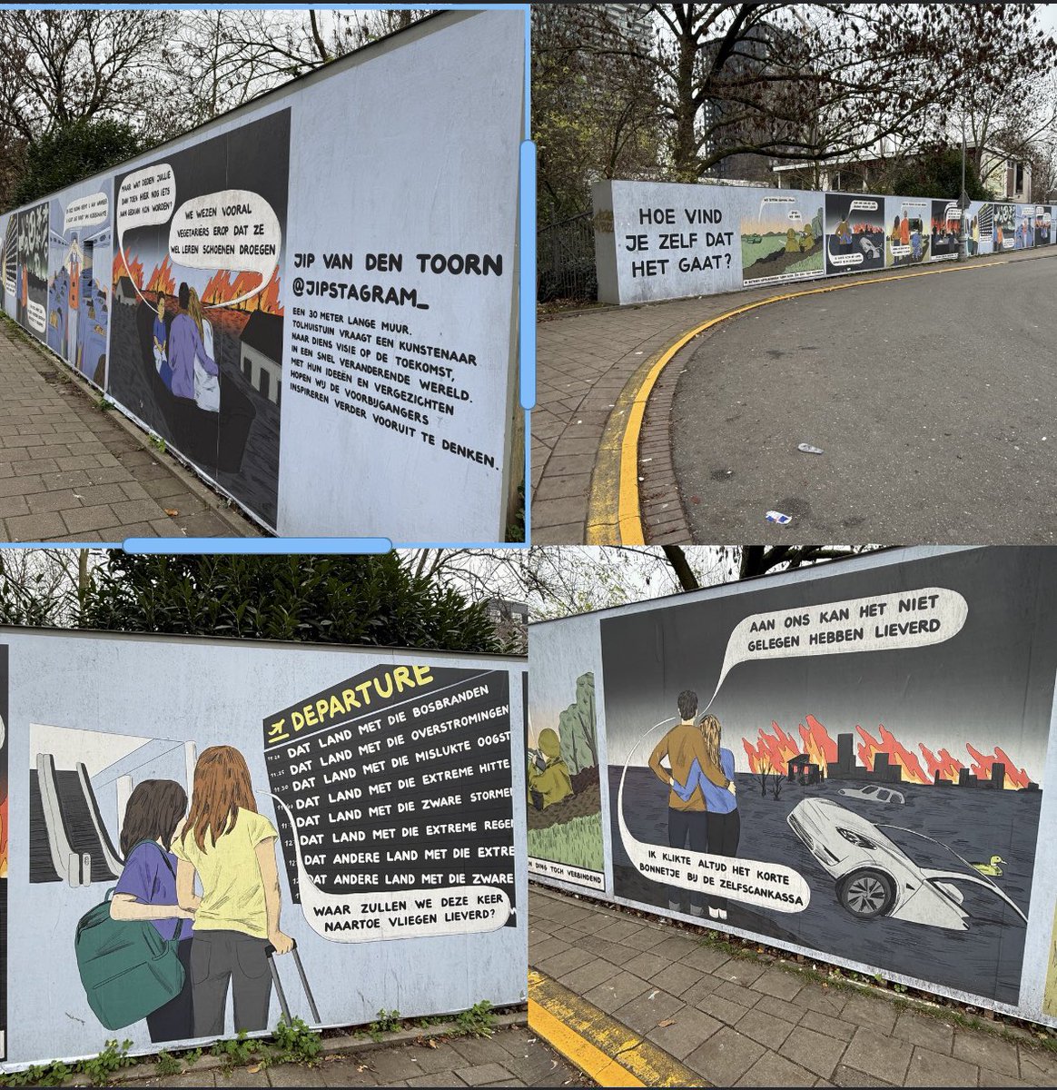 Hoe vind je zelf dat het gaat@ #tolhuistuin Weer een prachtige toekomstvisie op hun muur. Deze keer door #jipvandertoorn