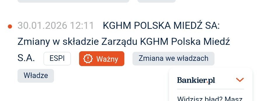 9.47 - Robert Kropiwnicki, były wice szef <a href="/MAPGOVPL/">Ministerstwo Aktywów Państwowych 🇵🇱</a> informuje o zmianach w zarządzie KGHM. Spółka poda to w komunikacie dla inwestorów dopiero o 12.11. Naprawdę bardzo to profesjonalne