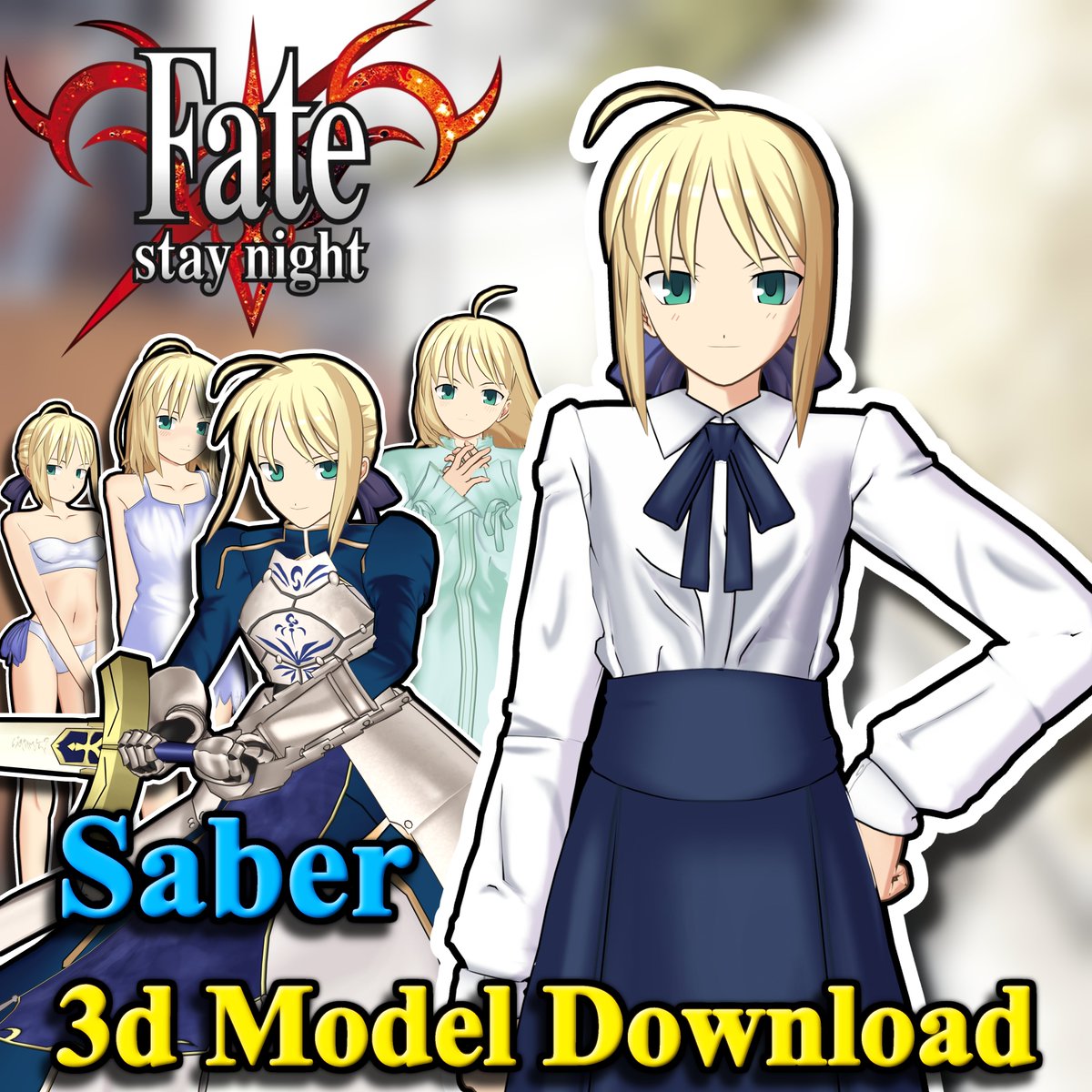 Alejenus's tweet photo. #FateStayNight #Fate #Saber #FSN #FateSeries I have made a FSN Style Saber / Artoria Pendragon 3D Model! You can download her (FOR FREE) here!: https://t.co/R2bQTAZBur https://t.co/BgksNVkLSy