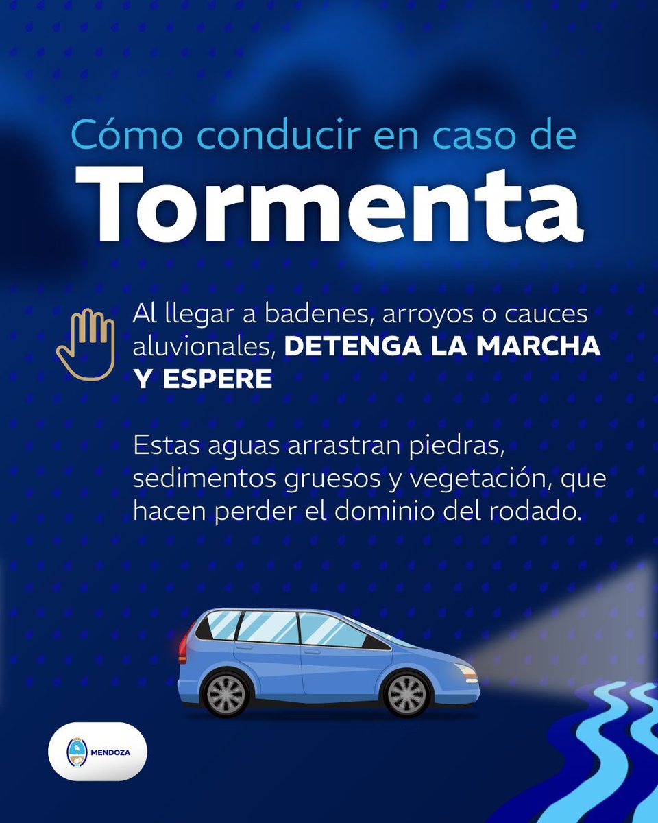 ¡ATENCIÓN CONDUCTORES! ⚠️🚗 
Ante el pronóstico de tormentas en la provincia, se recomienda extremar las precauciones al conducir para evitar accidentes.