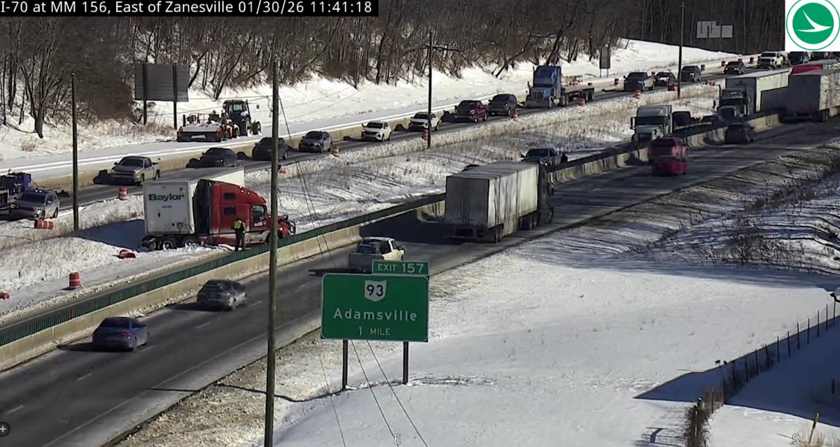 Muskingum County: The left lane is blocked on I-70 West 1.5 miles