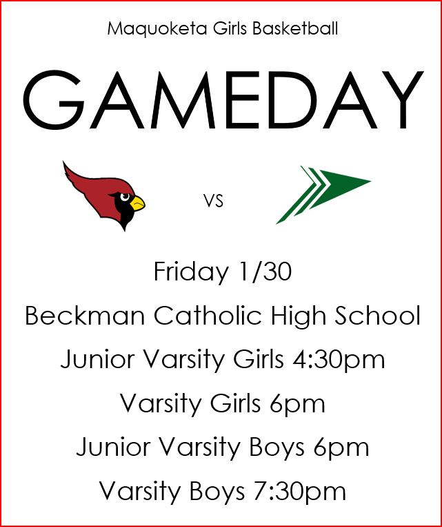 maqgirlshoops's tweet photo. Game #17
🏀We hit the road tonight for a girl/boy DH in Dyersville! Brave the cold and come join us as we look to take on the Blazers!🥶
#CardinalPride #WeGotNext https://t.co/7uz3P1g4PR