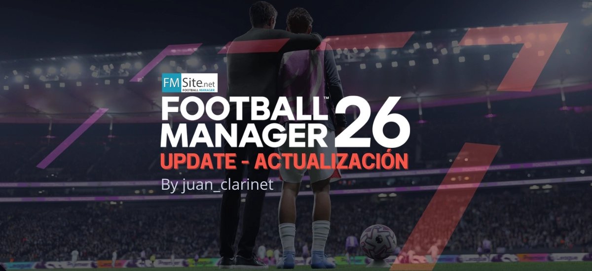 ¡Update para el FM26! 🤩 By <a href="/juan_clarinet/">J.</a>
 
Incluye esto y más:
⚽ Nombres reales
📋 Fichajes
👔 Entrenadores
📊 Stats revisados
🌟 Nuevos Wonderkids
🤝🏼Representantes
🗞️Prensa real

Descarga ahora: fmsite.net/files/file/177…