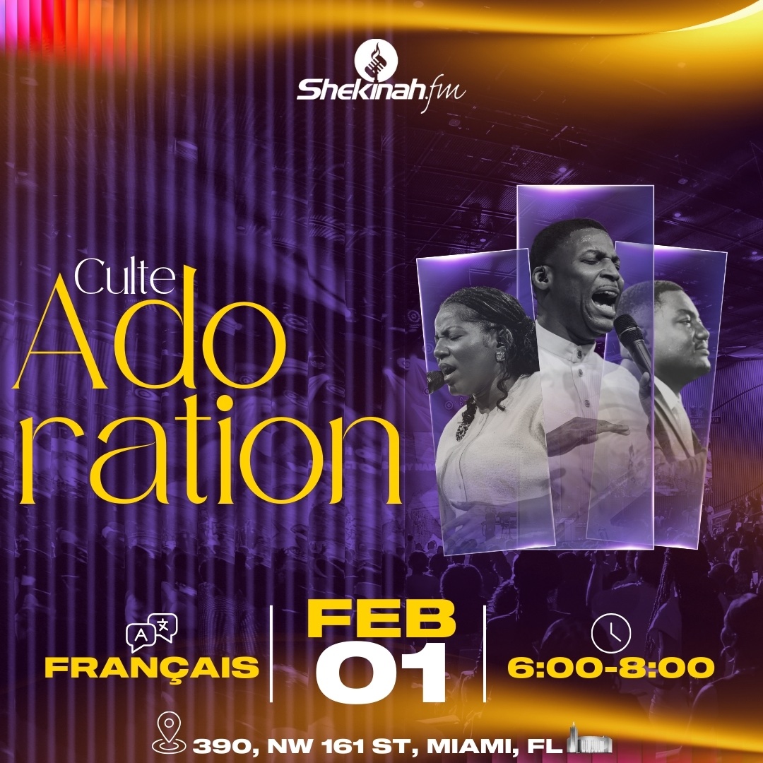 ✨ Ce dimanche 01 Février 2026, prépare-toi à vivre un temps d’adoration profond et authentique, où la présence de Dieu viendra toucher ton cœur et renouveler ta foi 🙌

📍 390 NW 161st, Miami &amp; dans tous nos campus
⏰ Service en français à 6h AM

#gregorytoussaint #shekinahfm