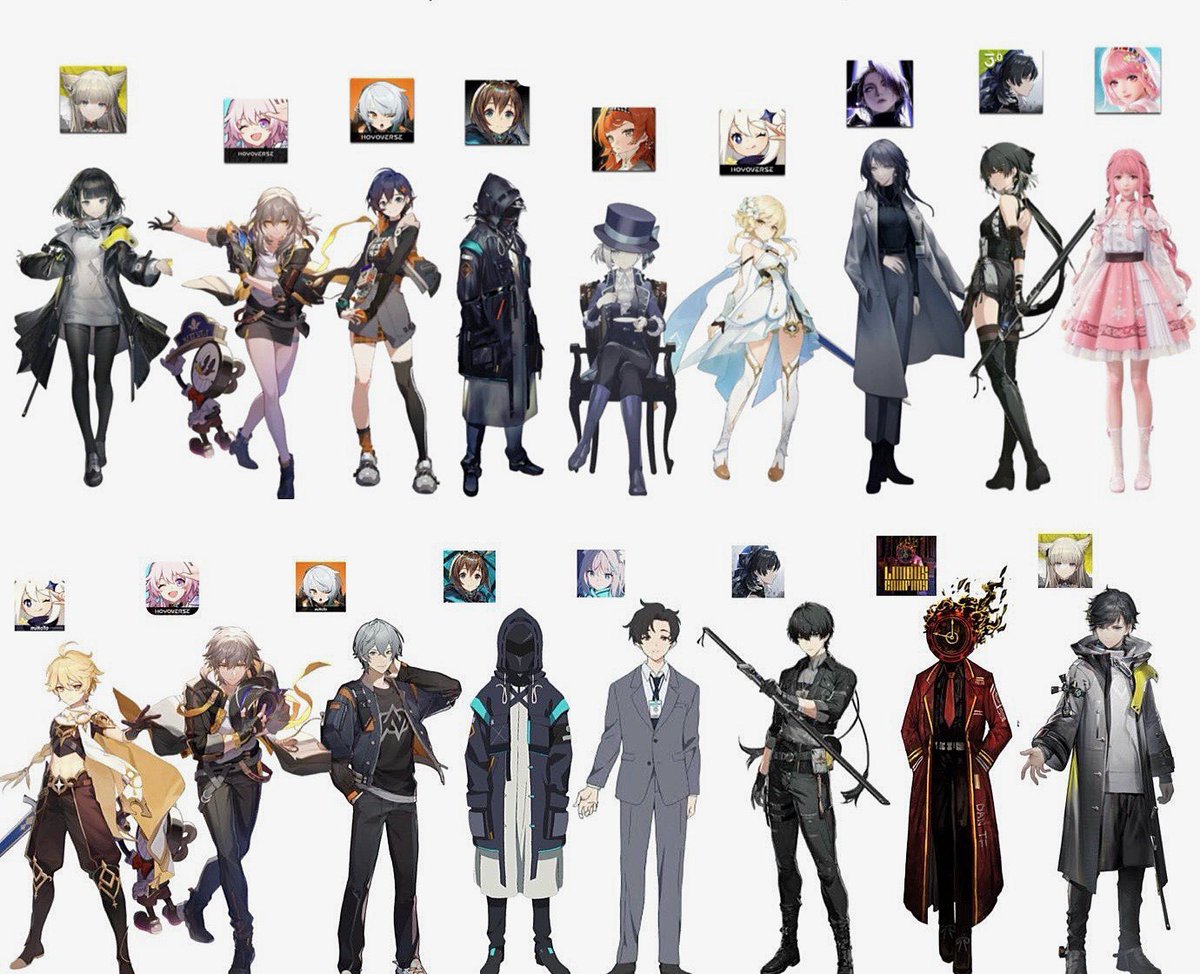 FUSHIGUR0's tweet image. when you’re a gacha MC you’re either:

1) same design just gender swapped
2) different, but visually complimenting halves
3) dripped out nonbinary entity