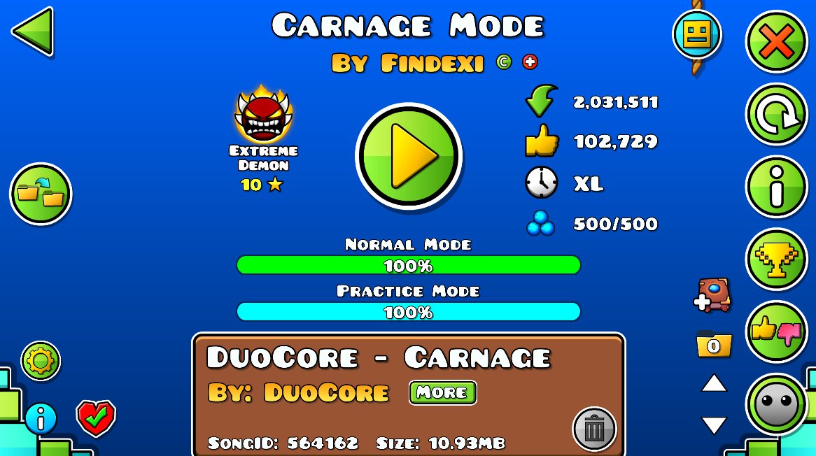 El jugador "Notvenji" se paso el Extreme Demon "Carnage Mode" como su nuevo hardest GGs felicidades 🔥