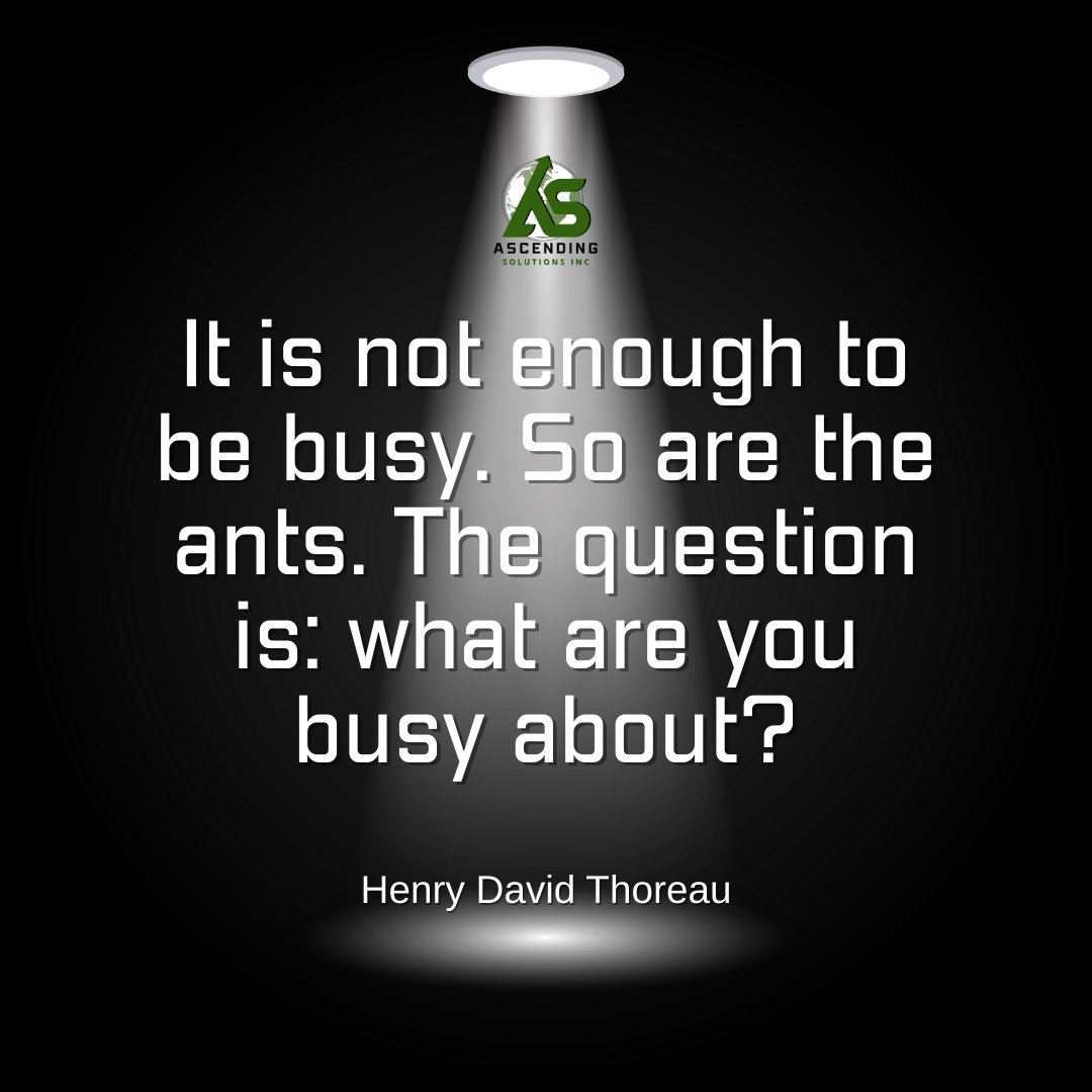 AscendingSol25's tweet photo. It’s not enough to be busy… so are the ants. 🐜 The real question is: what are you busy about? Focus your time on what moves you forward, builds your future, and creates real results. 
#ascendingsolutionsinc #purposeoverbusy #workwithintention #growthmindset #productivity https://t.co/ljSsvCR4ap