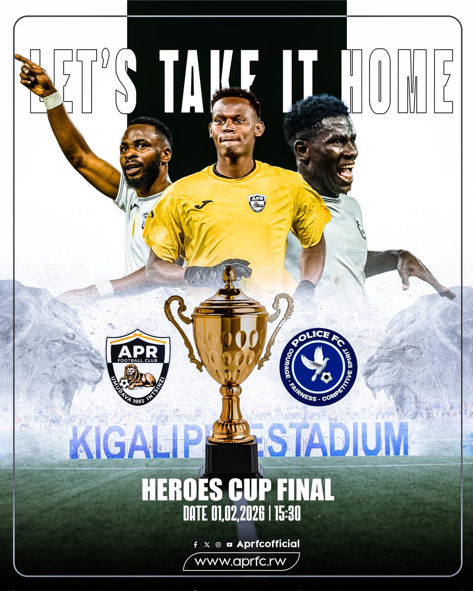 aprfcofficial's tweet photo. Road to glory.
One final battle. 
Kigali Pele Stadium, we’re ready to bring it home. 🏆🖤🤍 #HeroesCupFinal2026
#APRFC https://t.co/FLa0ct10Mf