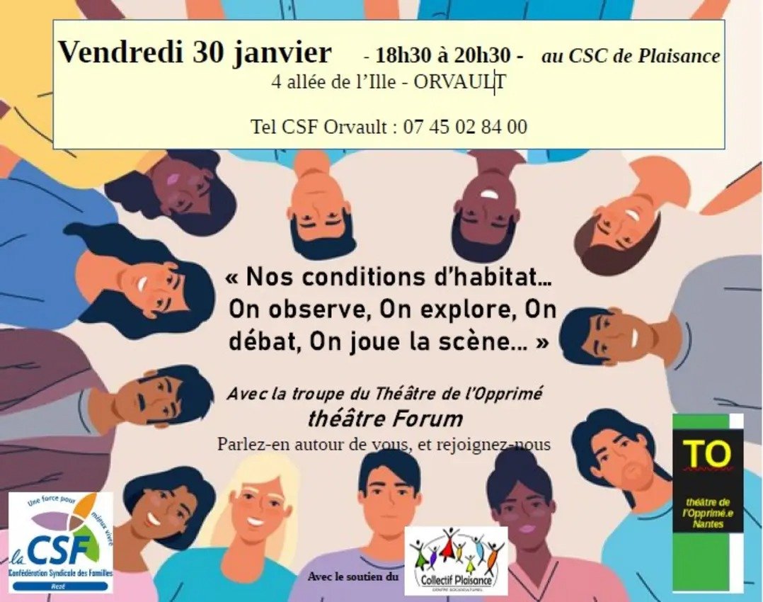 OrvaultPcf's tweet photo. 🏠 Rdv ce soir à 18h30 au CSC de Plaisance⤵️
@la_csf (Confédération Syndicale des Familles) d'#Orvault organise ce vendredi 3️⃣0️⃣ janvier un théâtre forum autour des conditions d'habitat!
#logement #droitailogement #loireatlantique #CSF44 #justicesociale #HLM #CSF https://t.co/Qgwxzvsu1w