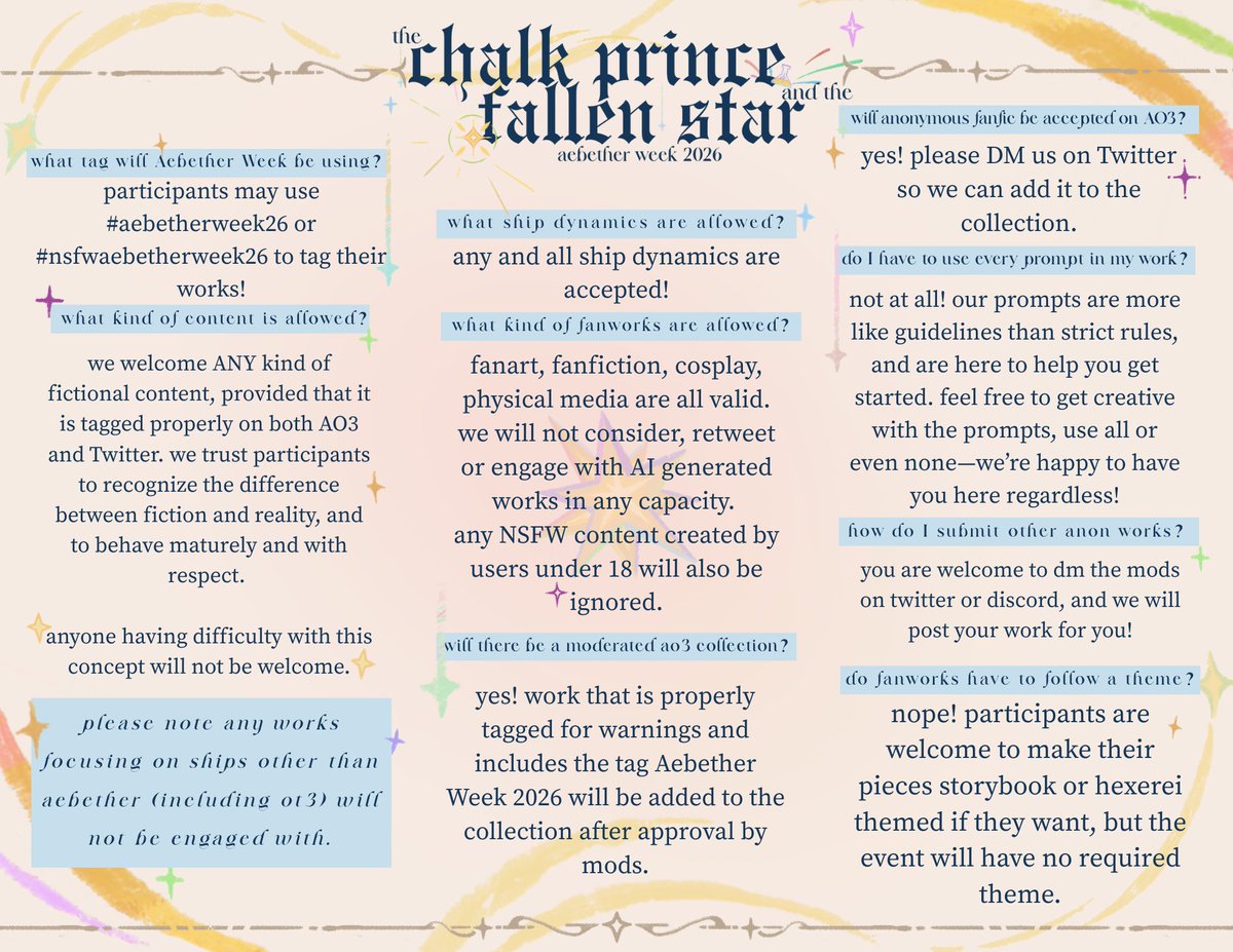 the Chalk Prince & the Fallen Star; Aebether Week tweet media