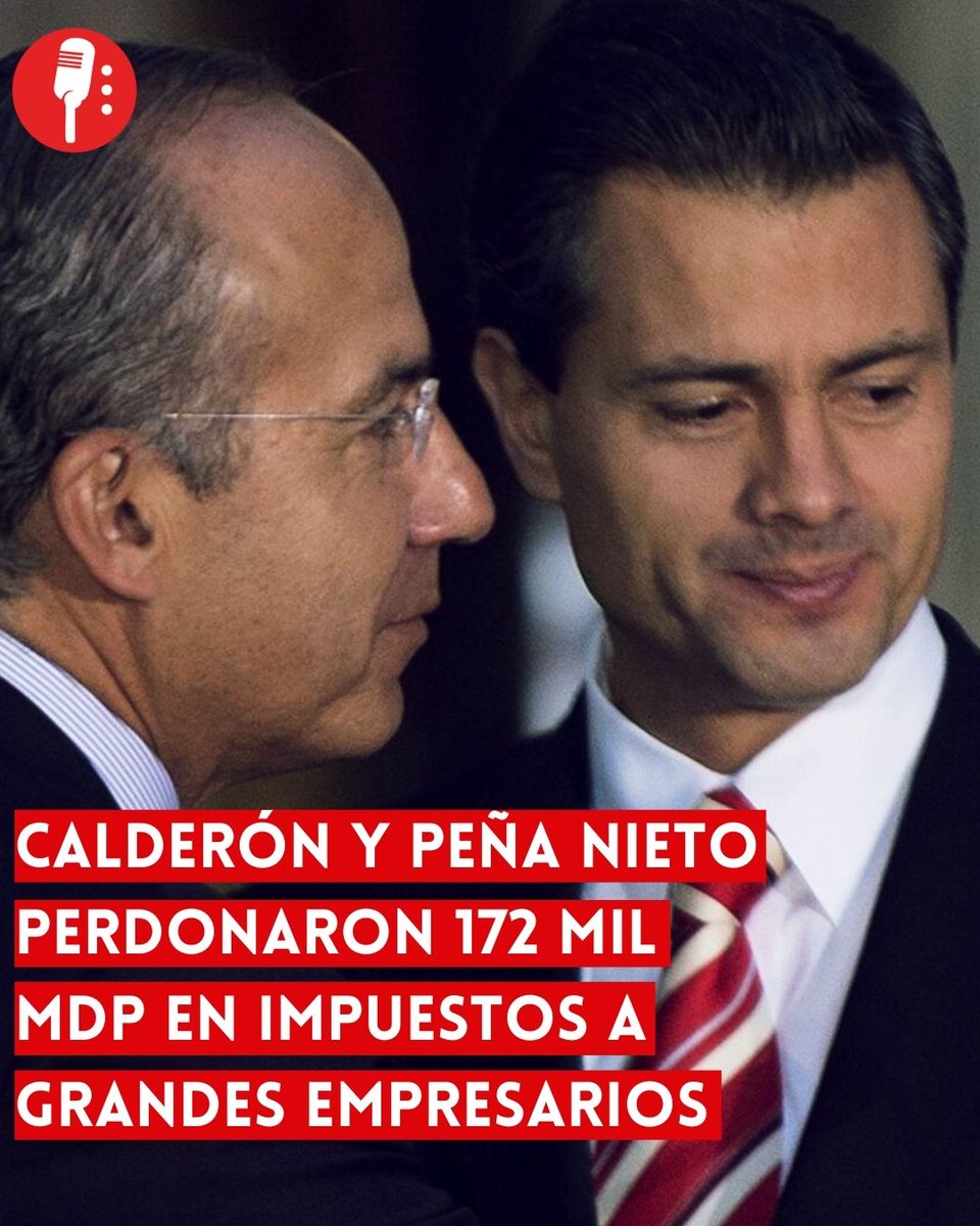 ⭕ OJO | CALDERÓN Y PEÑA NIETO PERDONARON 172 MIL MDP EN IMPUESTOS A GRANDES EMPRESARIOS

Entre 2007 y 2015, el Servicio de Administración Tributaria (<a href="/SATMX/">SATMX</a>) condonó 172 mil 335 millones de pesos en impuestos, beneficiando principalmente a grandes empresarios y corporaciones