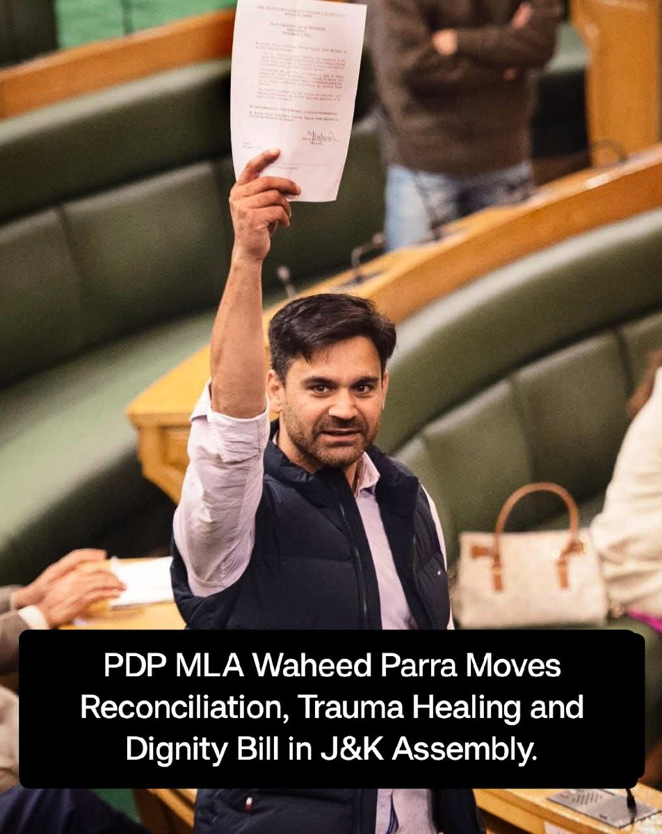 Vikasamiinn's tweet photo. The "Reconciliation, Trauma Healing & Dignity Bill" is a promise to heal the hearts that ache, the souls that cry, the minds almost paralyzed by suffering & the lives shattered by prolonged violence in Kashmir. 

It's for every Kashmiri who has borne the weight of pain, yearning for peace, justice, dignified life & reconciliation.

The assembly is the people's last hope for relief in Kashmir & the leaders chosen are the only agency. If passed, this bill could be a lifeline for those who have lost all sense of hope, feel broken, forgotten, alienated & cry out for handholding.