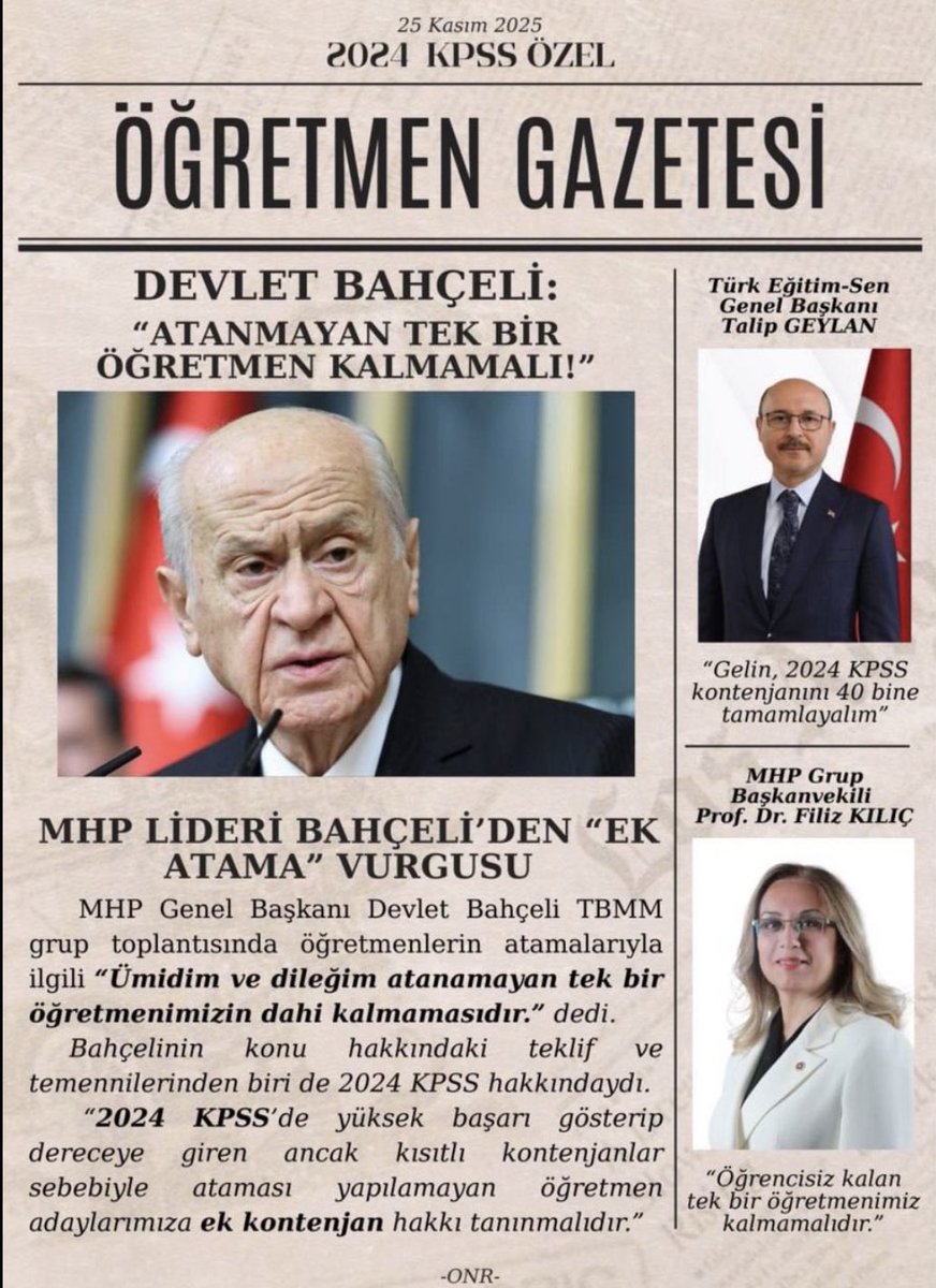 2024 KPSS ek atama için verilecek kanun teklifi binlerce ailenin yüzünü güldürecek <a href="/dbdevletbahceli/">Devlet Bahçeli</a> <a href="/MhpTbmmGrubu/">MHP TBMM Grubu #MHP</a> <a href="/erkanakcay45/">Erkan Akçay</a> <a href="/PrfDrFilizKilic/">Prof. Dr. Filiz KILIÇ</a> <a href="/ilyastopsakal/">İlyas TOPSAKAL</a>