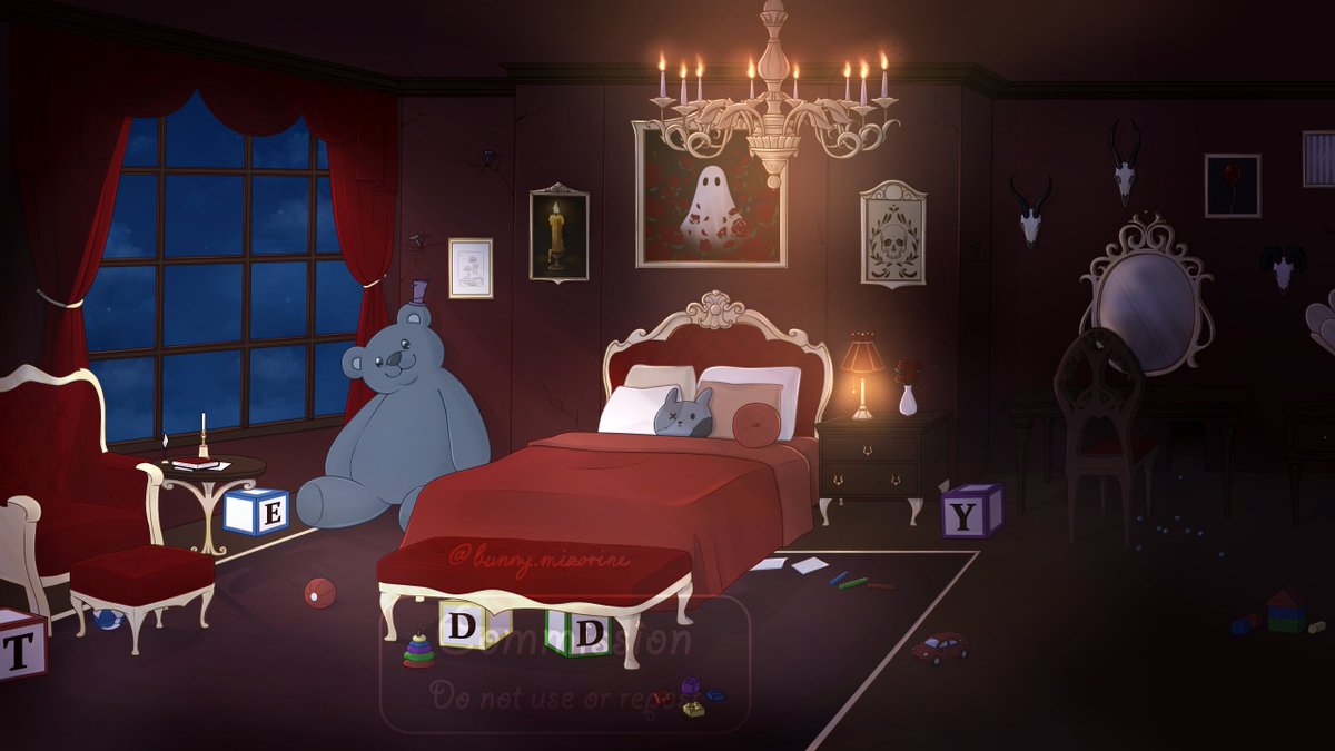 Background design for <a href="/shibi_belle/">Shibi Belle 🪡🐾 | 2.0 Debut TBD</a> 

A cute but chilling room design.
My favourite part would be that big teddy bear. So cute, but I'm kinda scared of him. ૮꒰ ˶• ༝ •˶꒱ა ♡

#vgen #vgencomm #twitch #twitchscreen #chattingbackground #background #cosy #roomdesign #artmoots