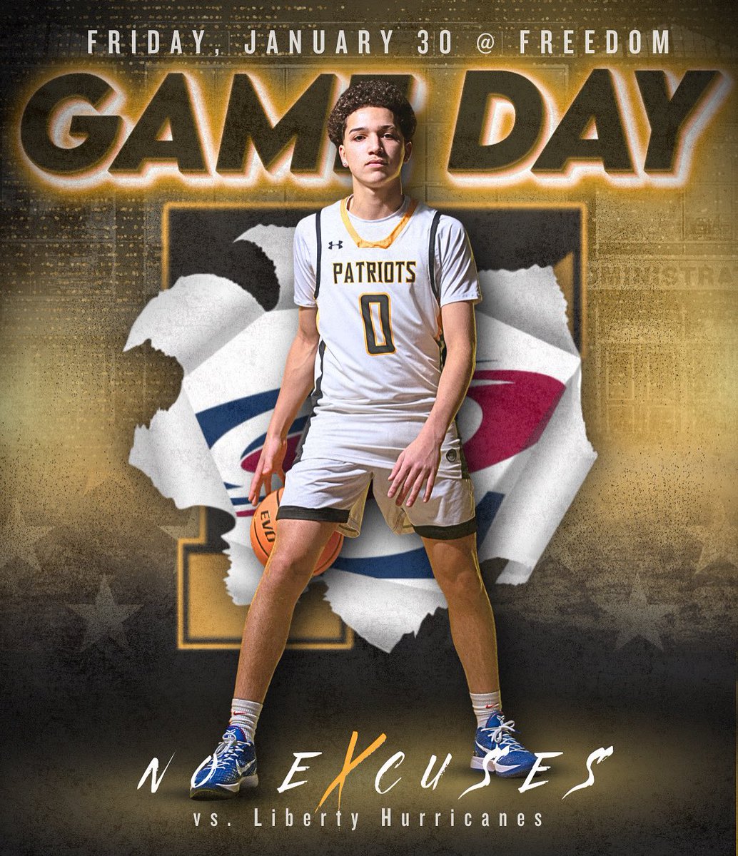 FHSBasketball1's tweet photo. ⭐️CROSSTOWN RIVALRY⭐️
🆚 Liberty Hurricanes
🕖 4:00•5:30•7:00
📍Freedom High School
❌ No Excuses 

#freedompatriots #noexcuses #freedomhoops #boysbasketball #freedomathletics https://t.co/HblL2bXTlB