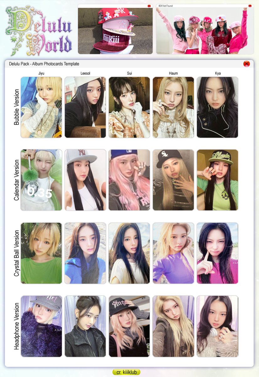 KiiiKiii Delulu Pack [The 2nd EP] OT5 All Album Photocard Template